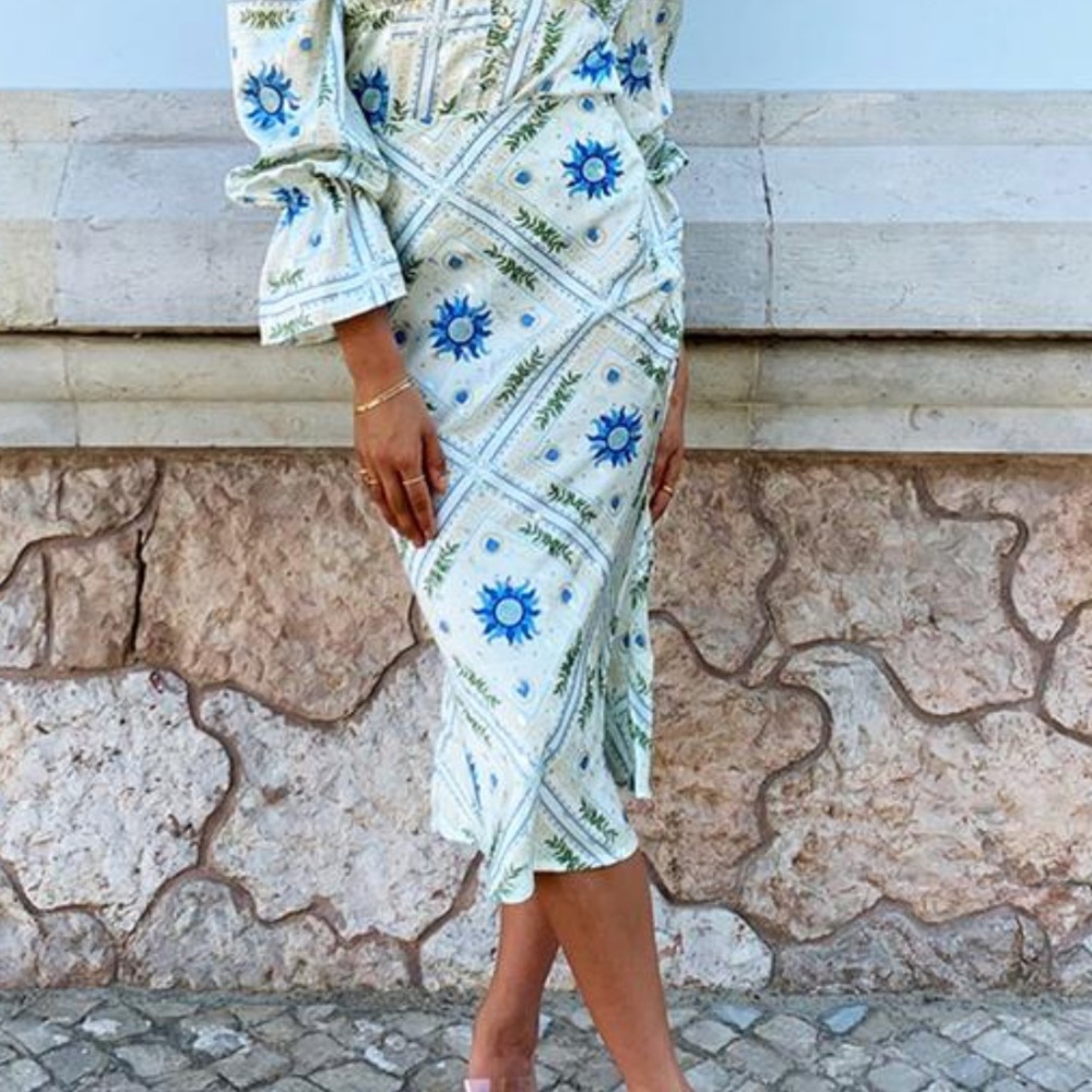 Cream Print Sunniva Slip Skirt